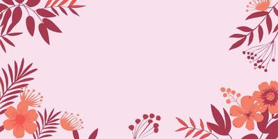 Floral frame on pink background with space for text vector