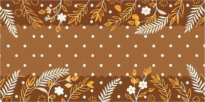 A brown and white floral pattern on a polka dot background vector