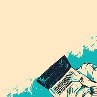 Modern Remote Work. Stylized Illustration of Person Using Computer vector