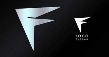Geometric triangular F letter, abstract dynamic logo, modern holographic gradient monogram for gaming, technology, urban art, innovation, streetwear brand, sci-fi cybersport. illustration vector