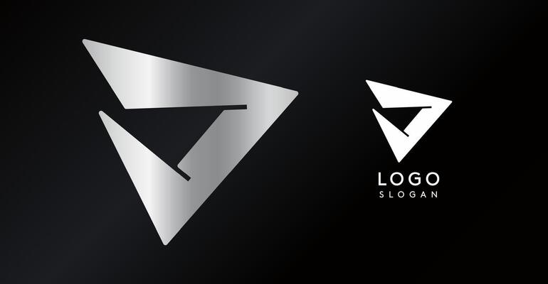 Geometric triangular D letter, abstract dynamic logo, modern holographic gradient monogram for gaming, technology, urban art, innovation, streetwear brand, sci-fi cybersport. illustration