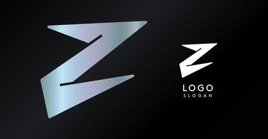 Geometric triangular Z letter, abstract dynamic logo, modern holographic gradient monogram for gaming, technology, urban art, innovation, streetwear brand, sci-fi cybersport. illustration vector