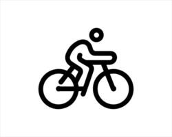 A black and white icon of a person riding a bicycle vector