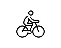 A black and white line drawing of a person riding a bicycle vector