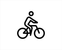 A black and white illustration of a man riding a bicycle vector