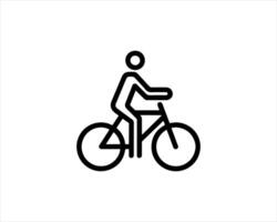 A black and white line drawing of a man on a bicycle vector