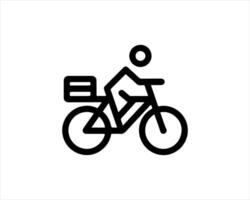 A black and white icon of a man riding a bicycle vector