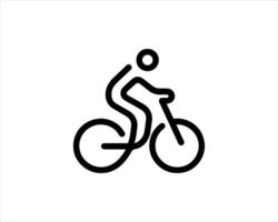 A black and white illustration of a person riding a bicycle vector