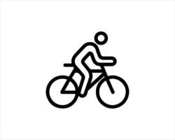 A black and white line drawing of a person riding a bicycle vector