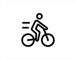 A black and white illustration of a man riding a bike vector