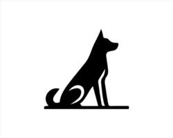 A black and white silhouette of a dog sitting on a table vector