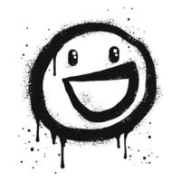 Smiling face emoticon character. Spray painted graffiti happy face in black over white. isolated on white background vector