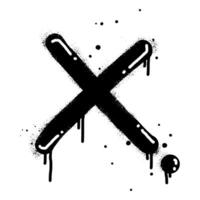 Spray painted graffiti check mark in black over white. X symbol. isolated on white background vector