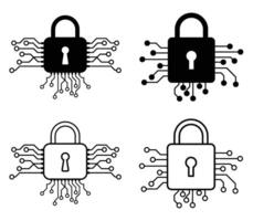 Set of cyber security icons. Data protection symbol. Security shield illustration. Technology cyber security vector
