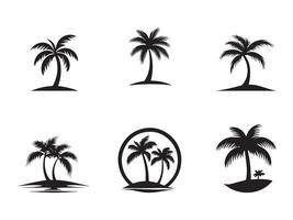 palm tree icon set . Black palm tree icon on white background. illustration vector