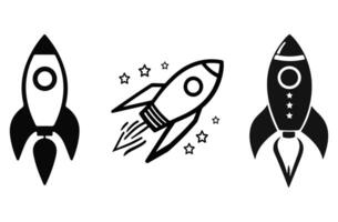 Rocket icon set . Black Rocket icon on white background. illustration vector