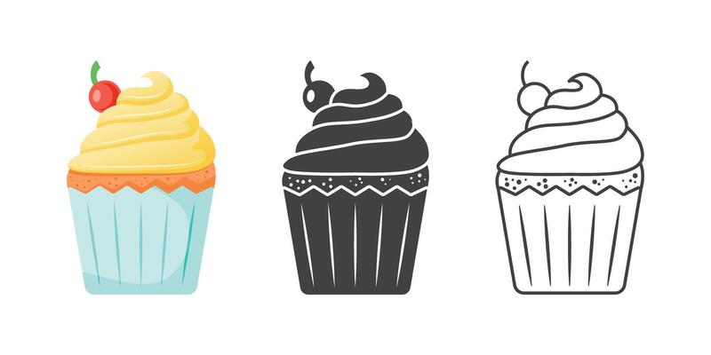 Ice cream cupcake illustration