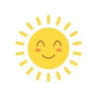 A smiling sun icon on a white background vector
