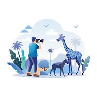 A flat style illustration of wildlife spotting vector