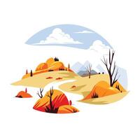 A flat illustration of an autumn forest scene vector