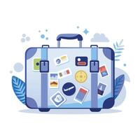 A flat style illustration of a suitcase vector