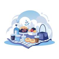 A flat style illustration of picnic snacks vector