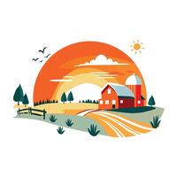 A flat illustration of a stunning mountain view with a serene lake reflecting the majestic peaks vector