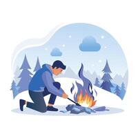 snow mountain range with a serene lake in the foreground vector