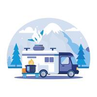 snow mountain range with a serene lake in the foreground vector