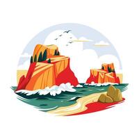 A flat illustration of an autumn forest scene vector