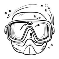 Scuba mask icon in doodle style vector