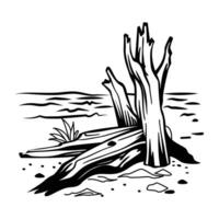Doodle icon depicting beach driftwood vector