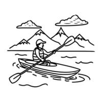 Kayaking icon in doodle style vector