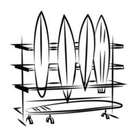 A hand drawn icon of surfboard rack vector