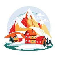A flat illustration of an autumn forest scene vector