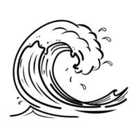Doodle style icon of a large water wave vector