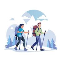 snow mountain range with a serene lake in the foreground vector