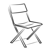 Hand drawn icon of a folding chair vector