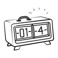 Hand drawn icon of a digital clock with a flip display vector