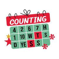 A flat sticker of christmas calendar with counting text vector