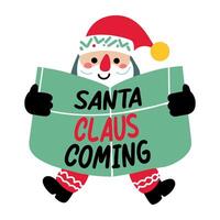 A flat sticker of a santa clause holding a map vector