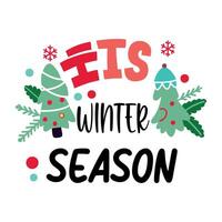 A flat sticker of winter season typography vector