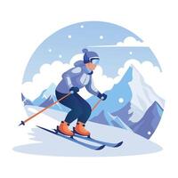 snow mountain range with a serene lake in the foreground vector