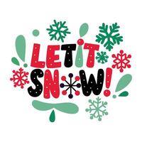 A flat sticker of snowfall typography vector