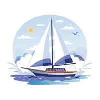 An illustration of sailing boat in flat style vector