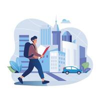 A flat style illustration of tour guide vector