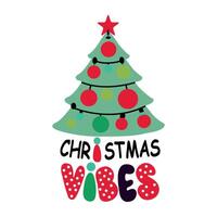 A flat sticker of christmas tree with grow the xmas joy typography vector