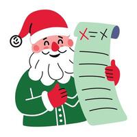 A flat sticker of a santa clause holding a map vector