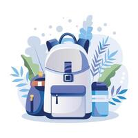 An illustration of backpack designed in flat style vector