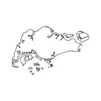 isolated simplified illustration icon with black line silhouette of Singapore map. White background vector